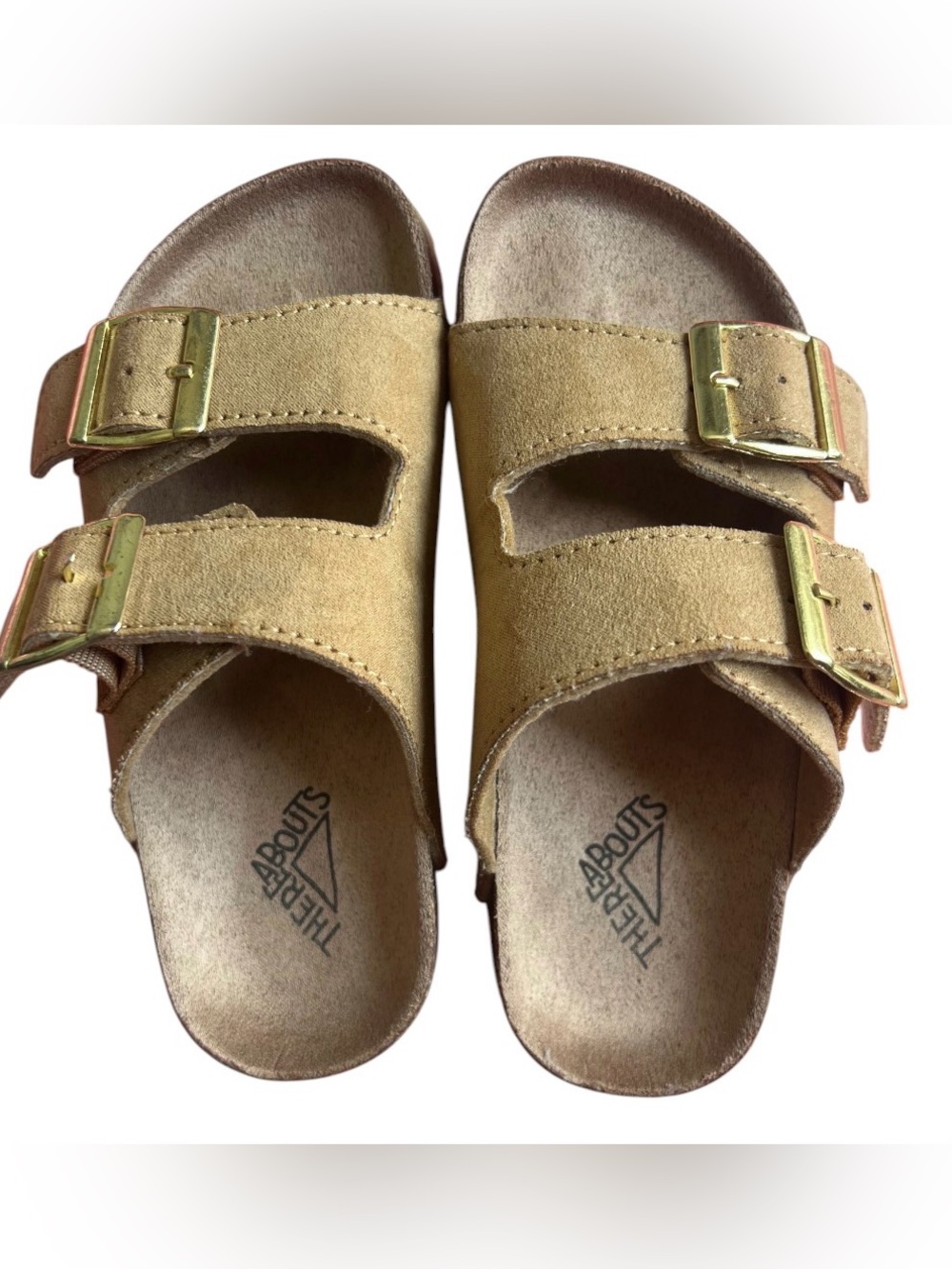 The Abouts Kids Suede Double-Buckle Sandals in Tan